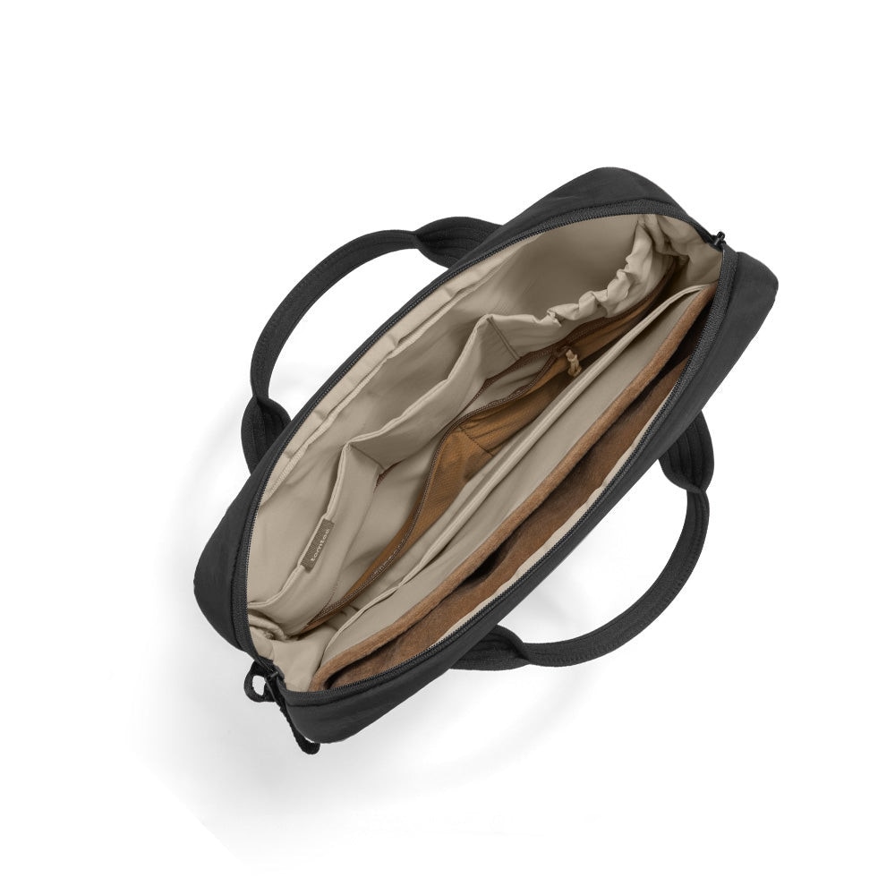 Geanta TomToc Terra A28 pt MacBook Pro 16 (M1-M5), Surface, XPS 16. Silueta soft, materiale eco GRS, compartimente smart, buzunar magnetic spate, chinga troler, fermoare YKK, rezistenta apa, interior plusat