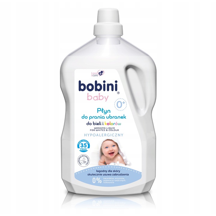 Bobini Baby hipoallergén mosószer szett, 2,5L x2 és öblítő koncentrátum 2,5L x1, allergénmentes, gyermekruházathoz