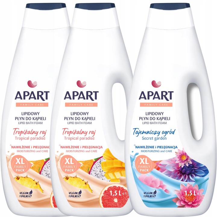 Fürdőhab Apart Family 1,5L, intenzíven hidratáló, érzékeny bőrre, 2+1 szett