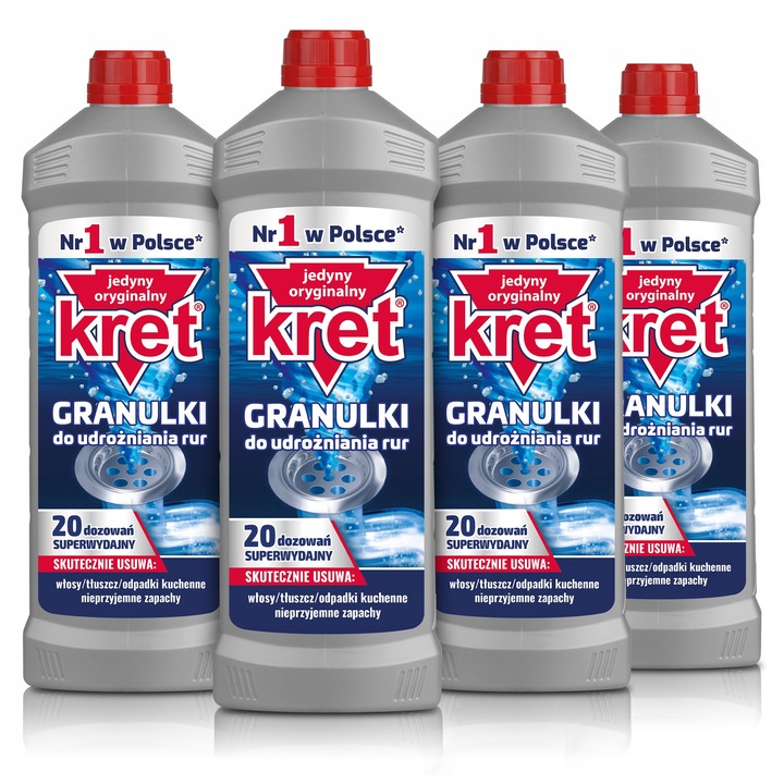 Granule Kret pentru Udroznirea Rurilor, set 3x800g, elimina zgarieturi si mirosuri neplacute, sigur pentru tevi