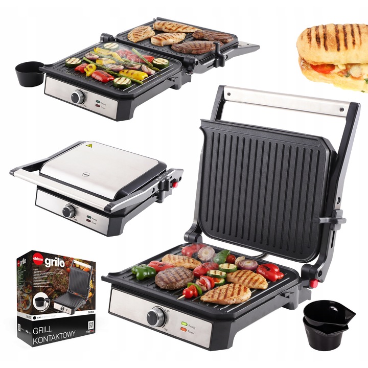 Eldom GK200 elektromos grill 2in1 tapadásmentes inox 2500W 30x25cm