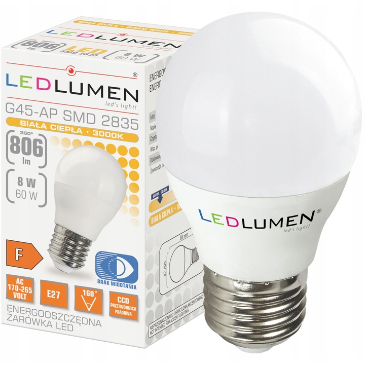 10x LED Izzó E27 8W 806lm Meleg fehér 3000K, 4000K szett