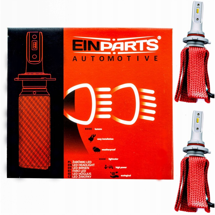 Комплект LED крушки HB4 9006 EinParts Automotive, 4300K, система за охлаждане Octopus, 12V-24V