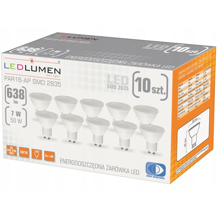 10 db LED GU10 7W 638lm 4000K Semleges Izzókészlet