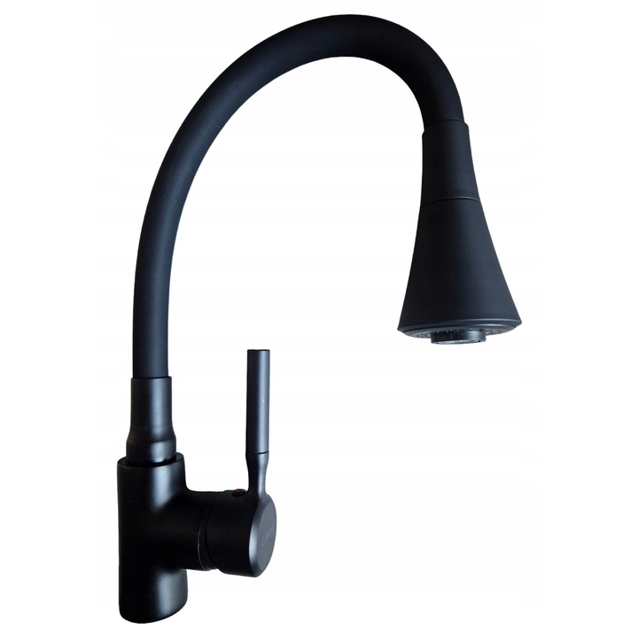 Estiva BEVA BLACK csaptelep, flexibilis kifolyóval, 2 vízsugárral, 58cm, matt fekete