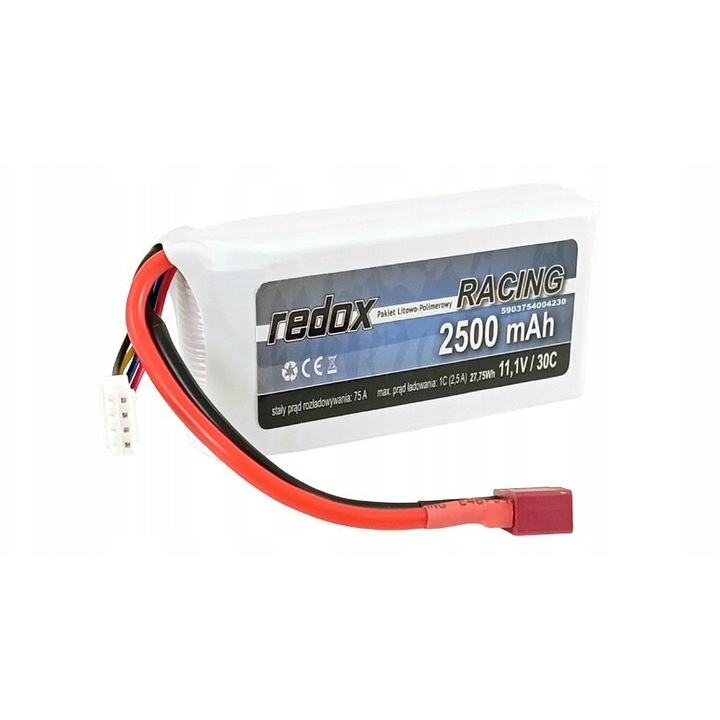 Батерия LiPo 11,1V 2500mAh 3S Redox, 8,5x4,35x2,2cm, 175g
