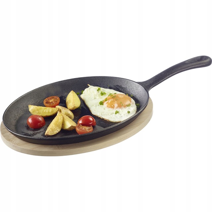 Westmark öntöttvas serpenyő, 500 ml, 370x48x190mm, bambusz alátéttel