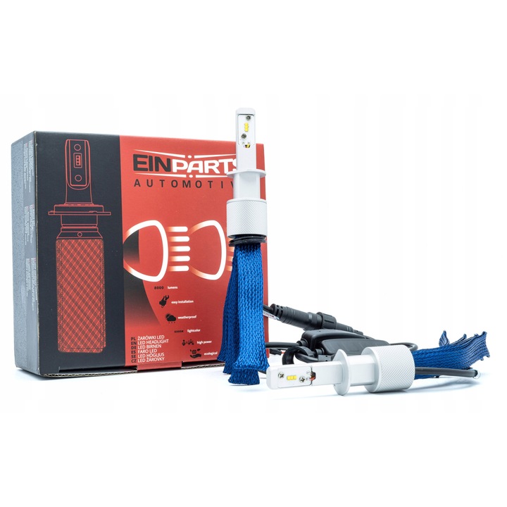 Комплект LED крушки H1 EinParts Automotive 4300K, 12V-24V, охлаждаща система Octopus