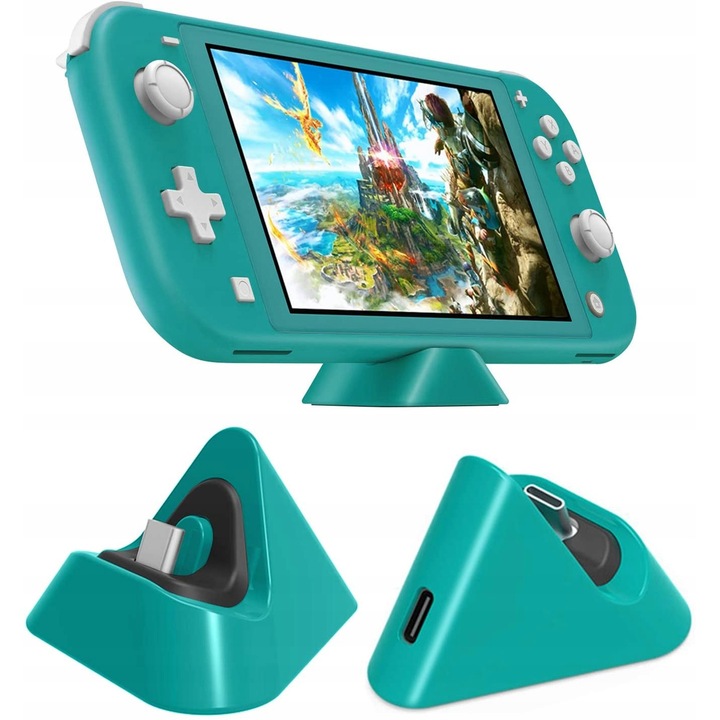 Мини стойка за зареждане за Nintendo Switch, тюркоаз, 53x52x33см