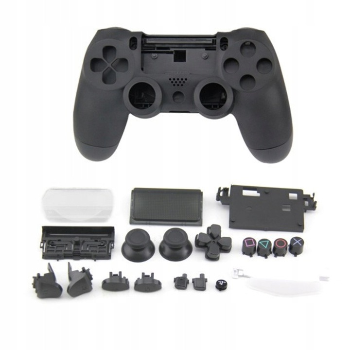 Teljes Dualshock V2 kontroller ház, Infinity, gombokkal és joystickokkal, fekete, PS4-hez