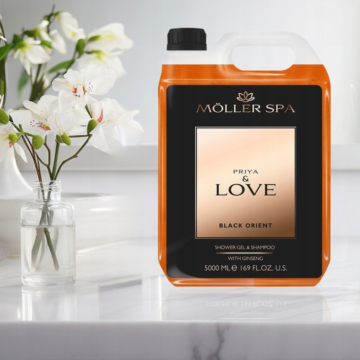 Moller SPA PRIYA & LOVE 2 az 1-ben tusfürdő és sampon ginzeng kivonattal, 5L, uniszex