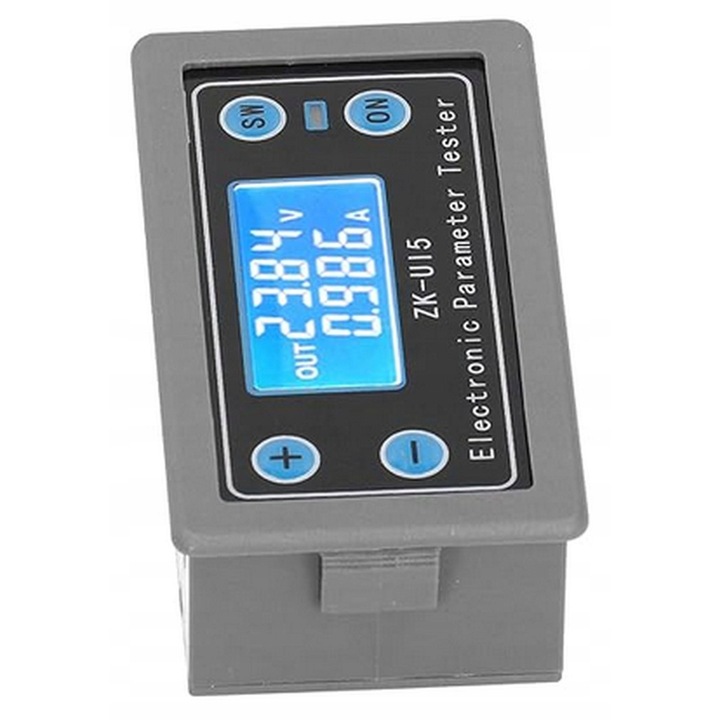 Панелен измервателен уред ZK-UI5, 5-38V DC, 0,03A-5,00A, LCD, размери 10x15x22cm