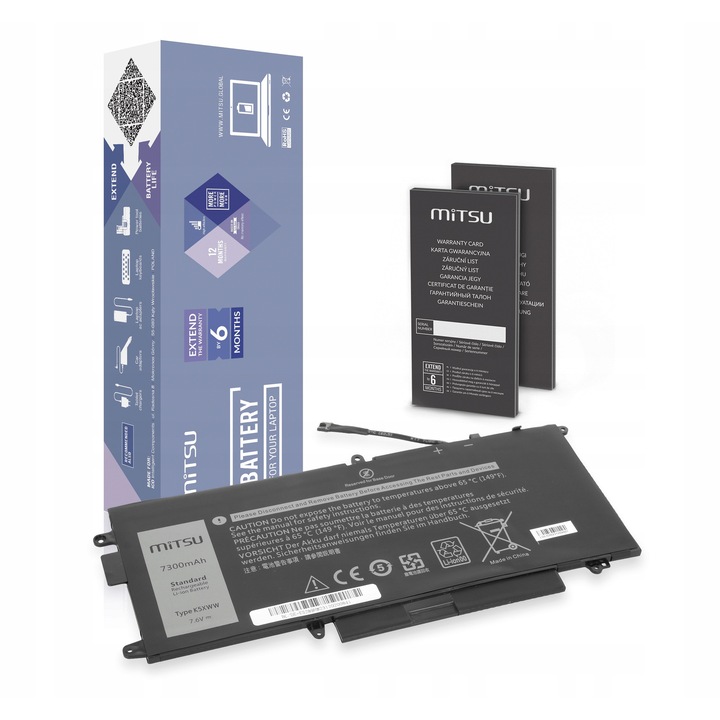 Mitsu laptop akkumulátor, 7300mAh, 7.6V, készletben, használati útmutatóval és garanciával