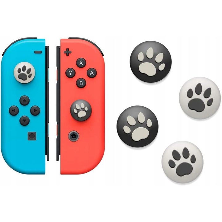 Комплект 4x СИЛИКОНОВИ КАПАЧКИ за конзола Switch, бяло-сиви