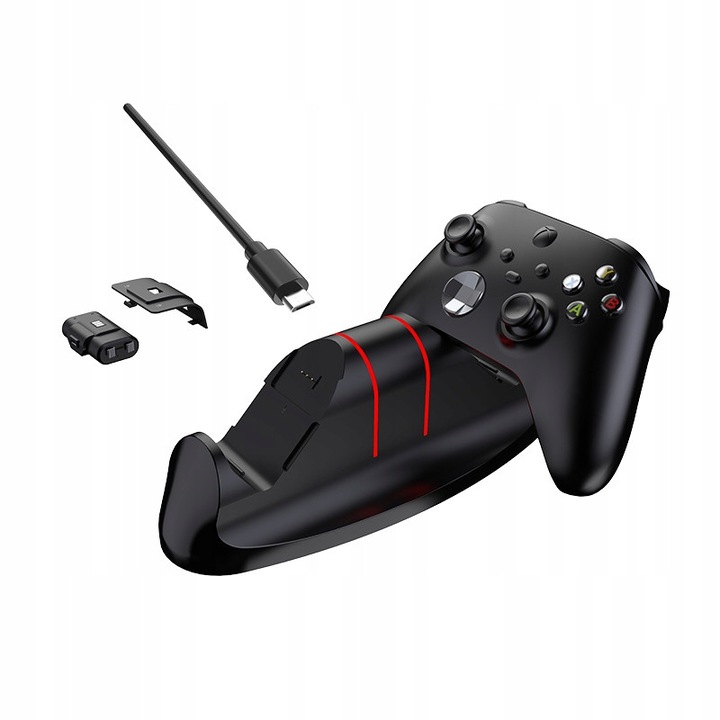 Töltőállomás szett 2 db 1100mAh akkumulátorral XBOX Series X S-hez, fekete