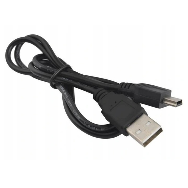 Кабел mini USB 2в1 за зареждане и пренос на данни, 80см, съвместим с устройства с miniUSB порт
