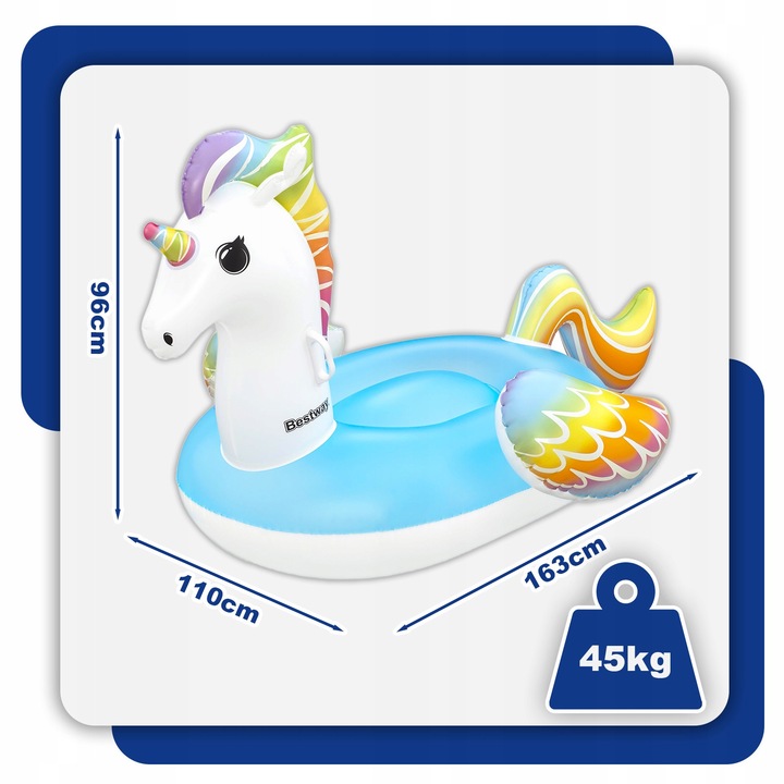 Saltea Dmuhany Unicorn Bestway 41114, 163x110cm, 2 camere, maxim 45kg, cu petice de reparare