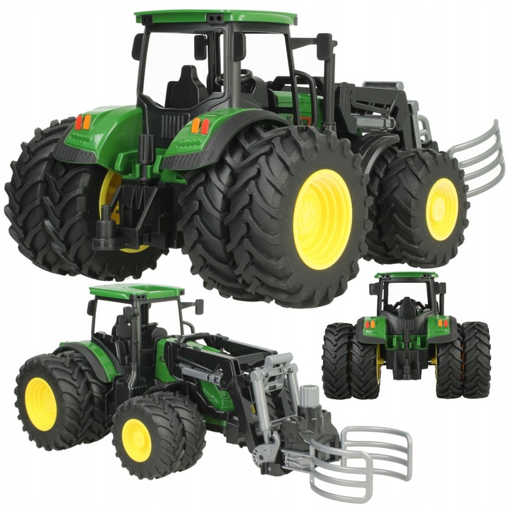 Tractor agricol cu prindere mobila pentru baloti de fan, Stator, 1:24, 8 roti, 15x12x19,5cm