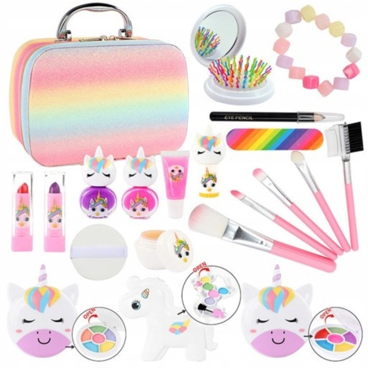 Set de machiaj pentru copii, trusa XXL, 2 lacuri de unghii, 4 culori farduri, 6 culori farduri, multicolor
