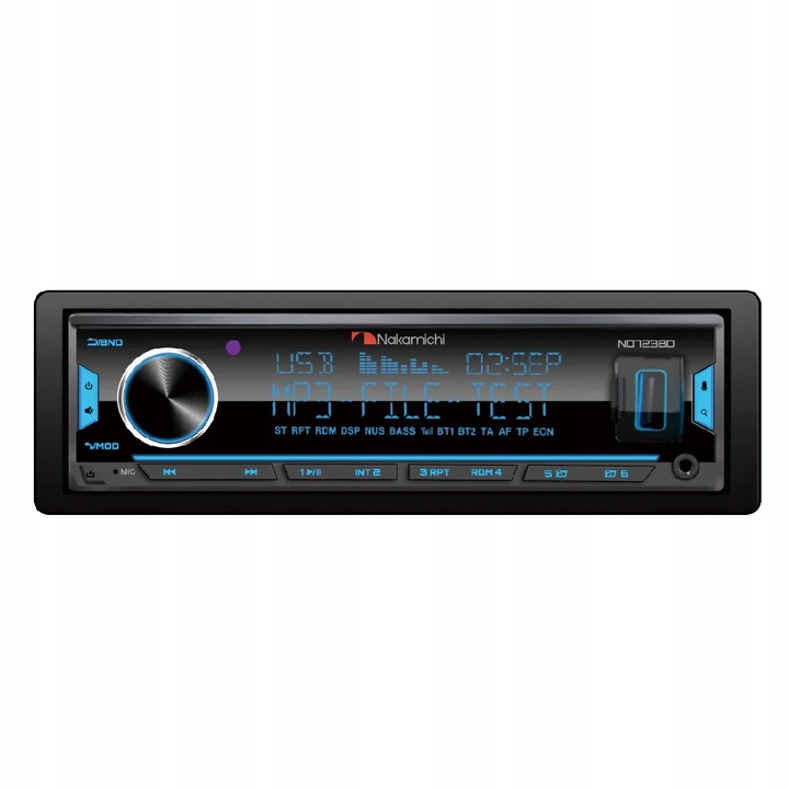 Radio auto Nakamichi NQ723BD 1din Bluetooth, USB, Toslink, 50W, 182x53x115mm