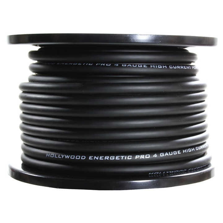 Cabluri de alimentare Hollywood PRO 21mm2, cupru OFC, flexibil, 1m, negru