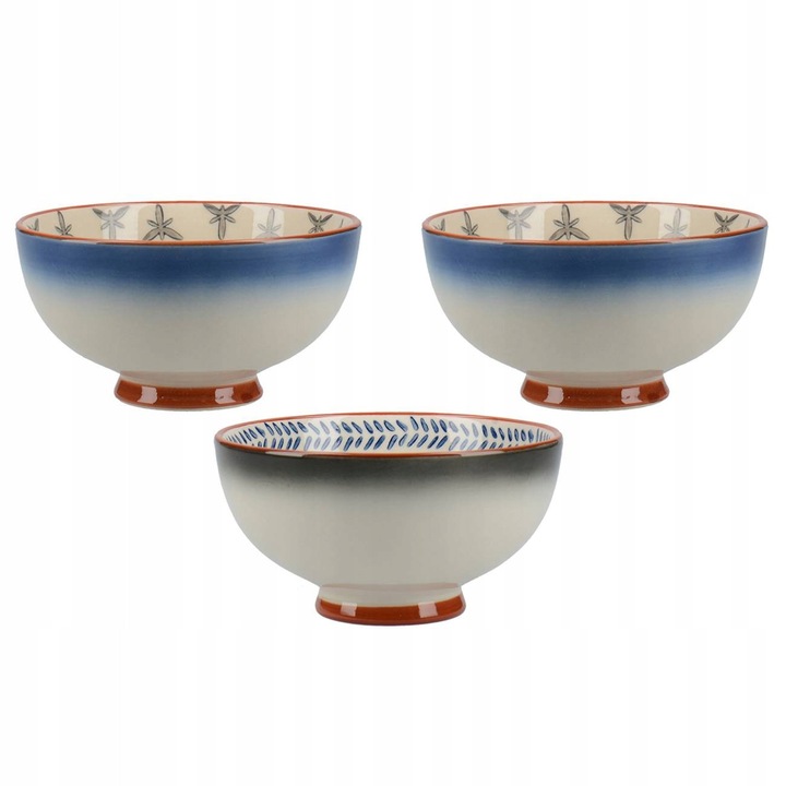 Set 3 boluri ceramice, 13x6cm, KitchenCraft, 200 ml