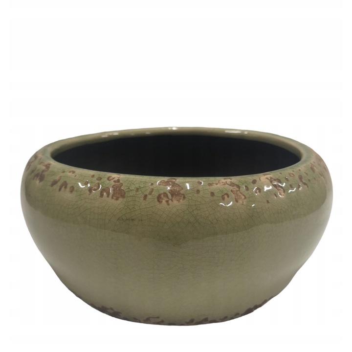 Ghiveci ceramic pentru bonsai, 19x23x10cm, verde