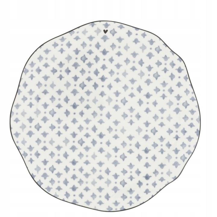 Чиния от порцелан B&C Blue Iris, 23см, бяла с черни и сини детайли
