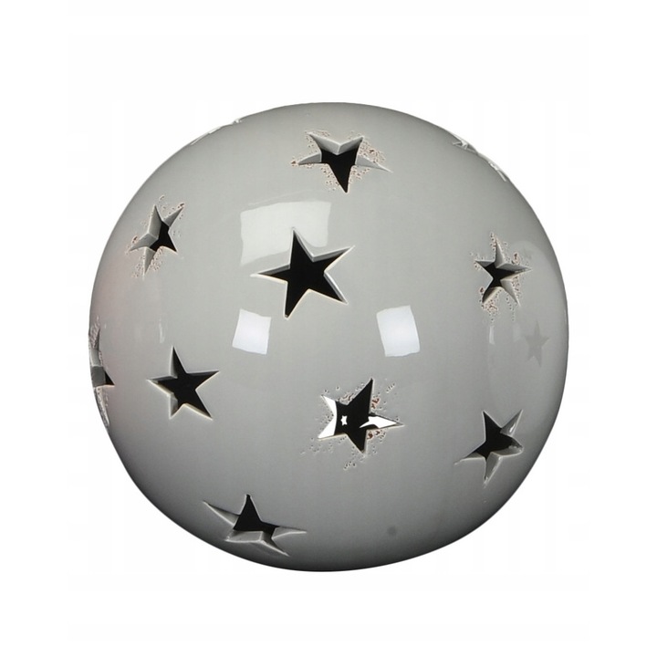 Decoratiune Tealight, gri, ceramica, 20cm
