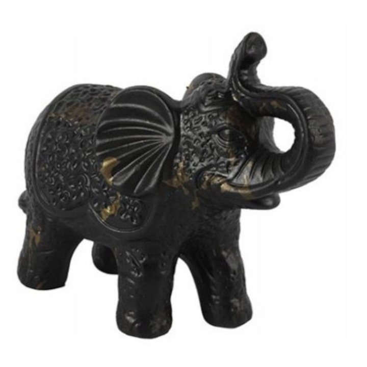 Figurina decorativa Olifant, glina neagra, 20x9,5x16,5cm