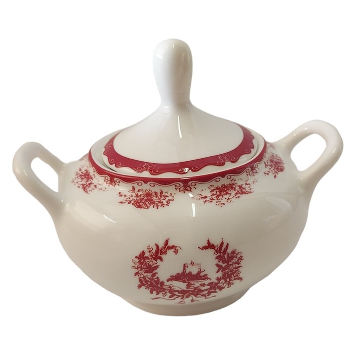 Zaharnita Porcelan Alba cu Motiv Sarbatoresc, 6x11cm