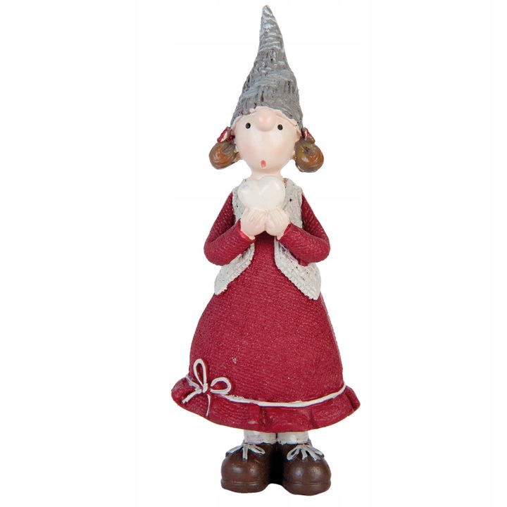 Figurina decorativa fetita inima, 6x4x14cm, multicolor