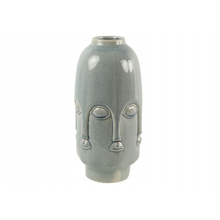 Vaza decorativa, Twarz, 17x17x36cm, albastra