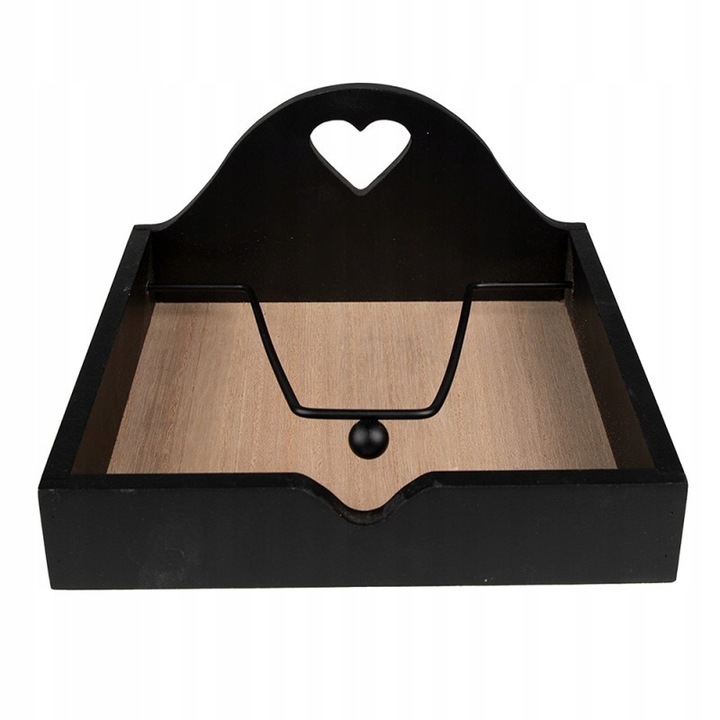 Suport servetele Clayre & Eef, negru, 21x21x11 cm, MDF/metal