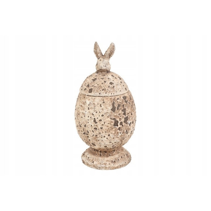 Bomboniera ceramica Decostar, model Iepure, gri, 11x11x23cm