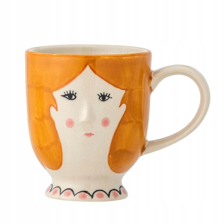 Cana ceramica Bloomingville, femeie cu par roscat, 170ml, 8x7cm