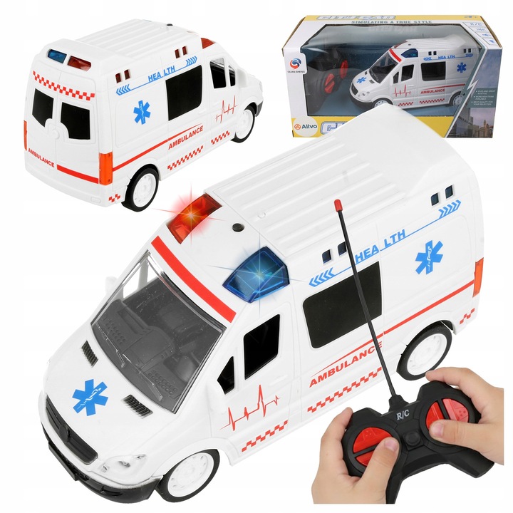 Masinuta Stator, Ambulanta cu telecomanda, sunet si LED, multicolor