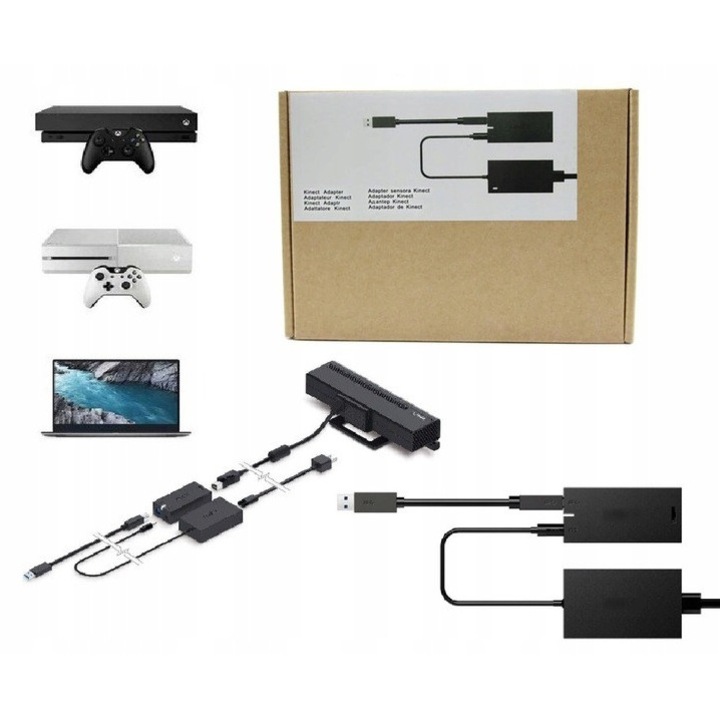Xbox One S/X tápegység adapter Kinect 2.0-hoz, fekete, teljes készlet