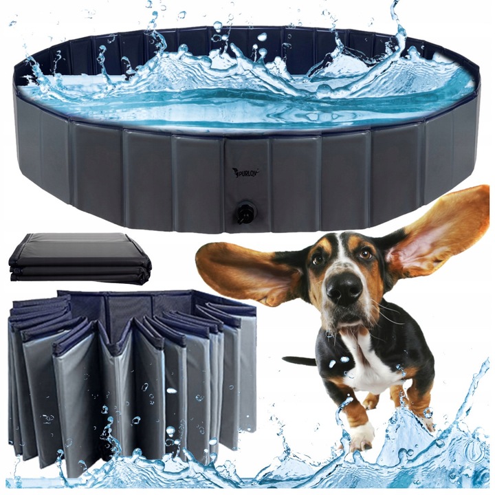 Piscina pentru caini, Stator, 160x30cm, capacitate 500L, pliabil, material rezistent