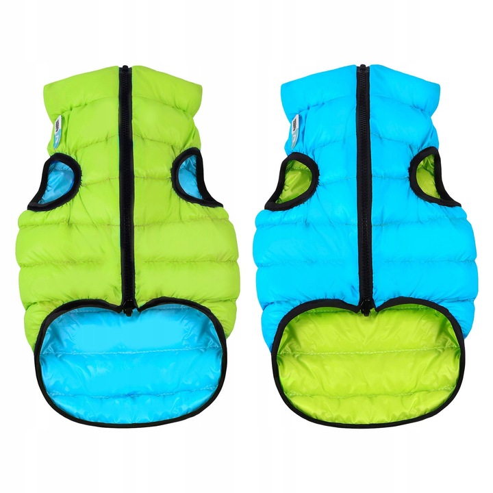 Kurta reversibila pentru caini Doggy AiryVest, ultralega, verde deschis si albastru, marimea M, 42-45cm x 62-64cm x 35-38cm