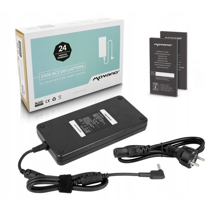 Зарядно за лаптоп Movano 19.5V 14.36A 280W 5.5x1.7mm, комплект със захранващ кабел и инструкции