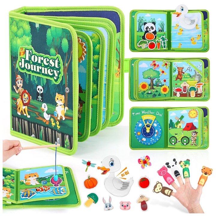 Caiet educational senzorial Allvo, set cu 10 activitati, dimensiuni 23,5x7x18,5cm, pentru copii 3-6 ani