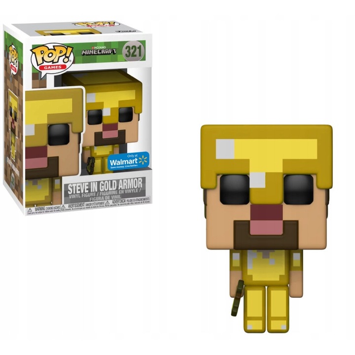 Фигурка Funko Pop! Minecraft Steve в златна броня, 10 см