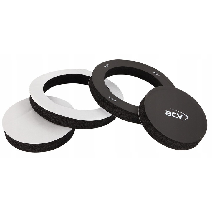 Set Inele de izolare fonica din spuma acustica pentru difuzoare 165mm, XTREME Automotive, rezistente la umiditate, pentru difuzoare, negru/alb