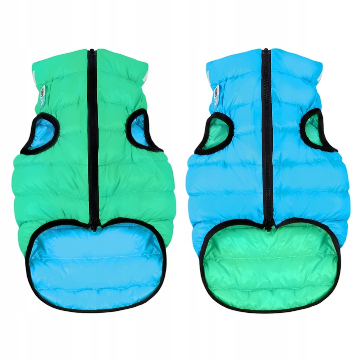 Kurta pentru caini, Doggy, Lumi, ultralega, reversibila, verde deschis + albastru, marimea S