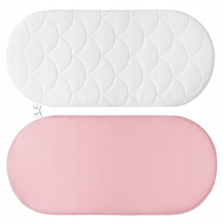 Saltea pentru landou copii, PillowPrim, 75x35 cm, roz/alb
