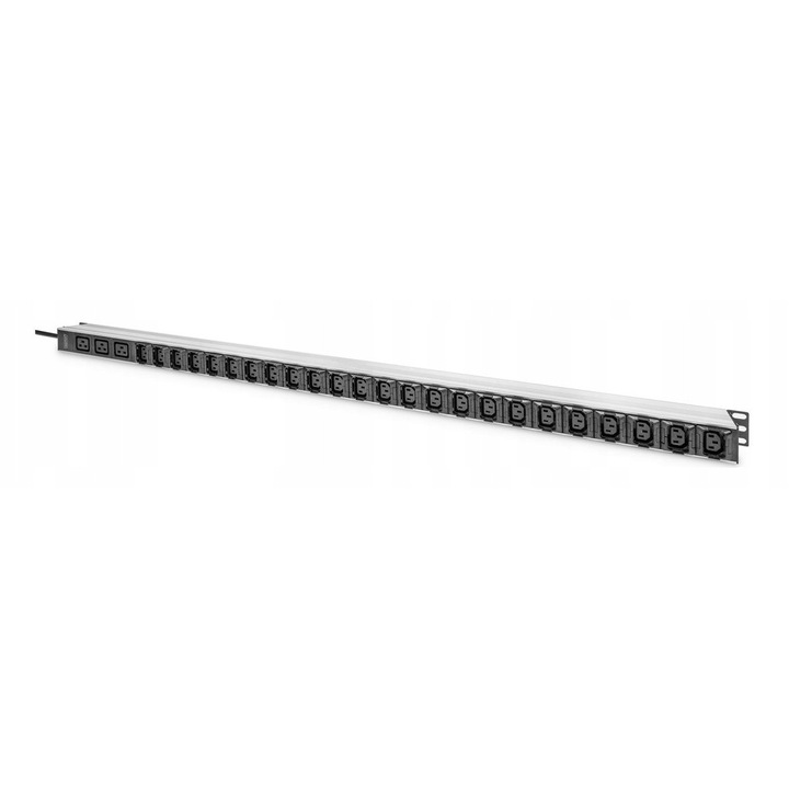 PDU Digitus Basic, 1-fázisú, 27 egység, 24 x C13, 3 x C19, 3m kábel, fekete