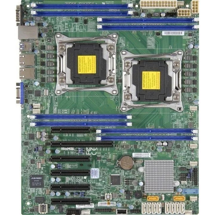 Дънна платка Supermicro X10DRL-i, Intel C612, ATX, 2x процесор, 512 GB RAM, 304.8x254mm