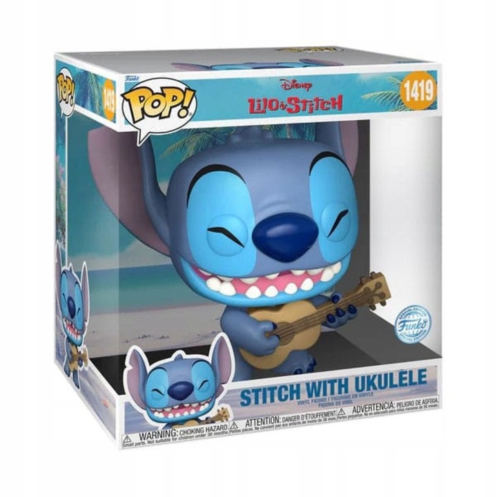 Фигурка Funko Pop! Jumbo Stitch с укулеле, 25,4 см, многоцветен, колекционерски комплект