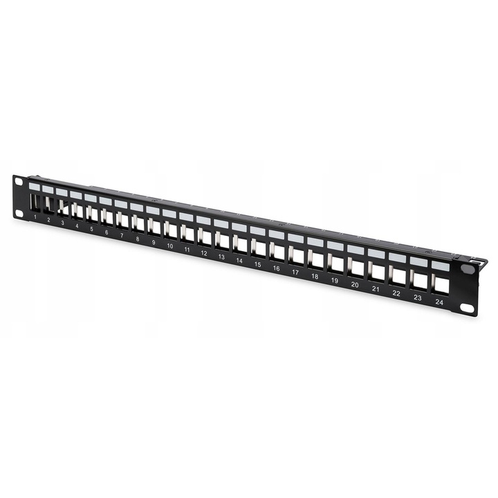 Patch panel 19", Digitus, 24 port, fekete, 1U